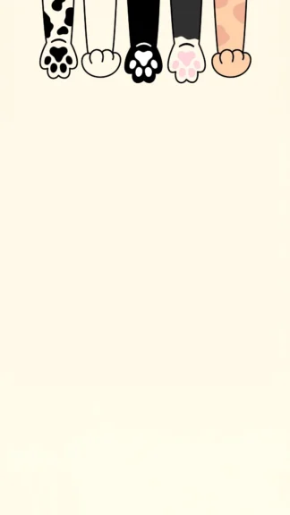Free Cute Cat Paws Vertical Wallpaper 1080×1920 – Light Yellow Phone Background