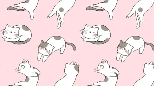 Cute pink kitten pattern phone wallpaper free download 1080x1920 vertical background for Instagram Story and lock screen