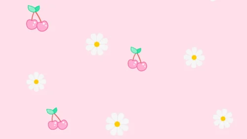 Light pink floral Instagram Story background with white daisies and pink cherries — free vertical background 1080x1920