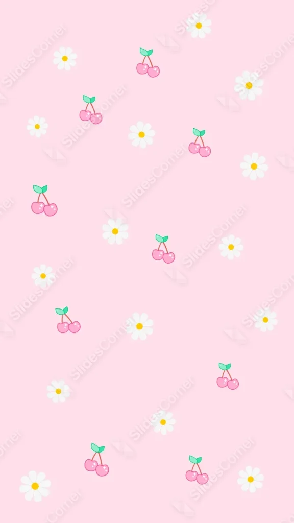 Free Light Pink Floral Background for Instagram Stories — Daisies & Cherries Pattern Free Light Pink Floral Background for Instagram Stories — Daisies & Cherries Pattern