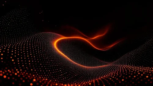 Black phone wallpaper with glowing orange node network mesh — free vertical background 1080x1920