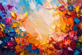 Abstract Oil Paint Background For PowerPoint With A Warm Sunburst Center