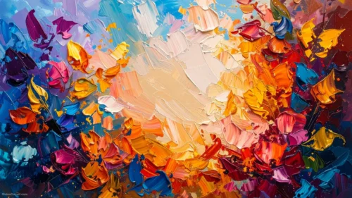 Abstract Oil Paint Background For PowerPoint With A Warm Sunburst Center Abstract Oil Paint Background For PowerPoint With A Warm Sunburst Center