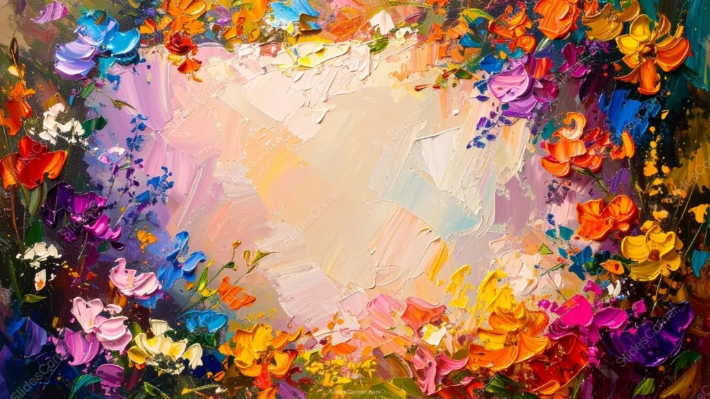 Abstract Art Background For PowerPoint With an Impasto Wildflower Border Abstract Art Background For PowerPoint With an Impasto Wildflower Border