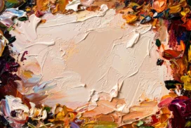 Abstract Oil Paint Frame Background For PPT With A Smeared Cream Center