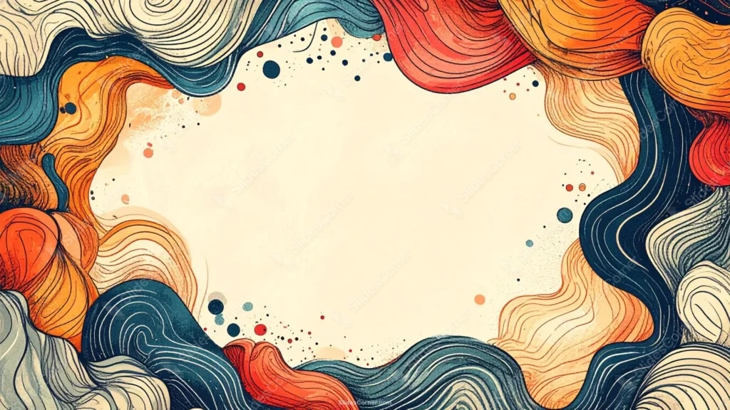 Abstract Doodle Background For Google Slides With Wavy Ink Splatters