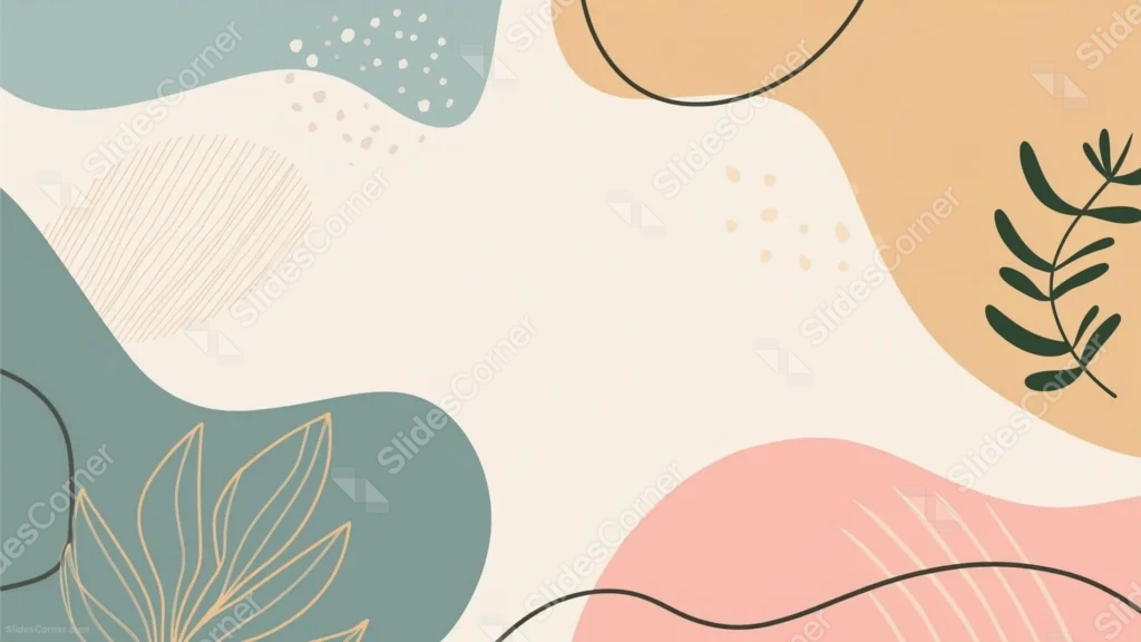 Aesthetic Boho Background For Google Slides With Four Leaf Accents Aesthetic Boho Background For Google Slides With Four Leaf Accents