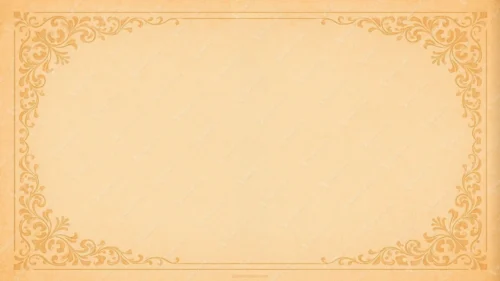 Elegant cream background with ornate gold flourish corners and double-line border for presentations