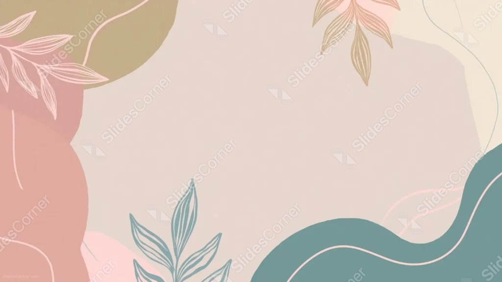 Aesthetic Pastel Background For Google Slides With Hand-Drawn Leaves Aesthetic Pastel Background For Google Slides With Hand-Drawn Leaves
