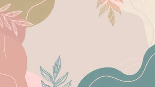 Aesthetic Pastel Background For Google Slides With Hand-Drawn Leaves