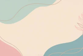 Aesthetic Pastel Background For PPT With Boho Line Art Leaves