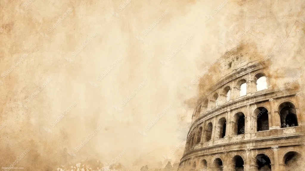 Ancient History Background for PPT with Roman Colosseum Vintage Design Ancient History Background for PPT with Roman Colosseum Vintage Design