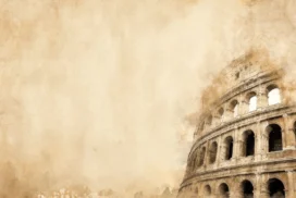 Ancient History Background for PPT with Roman Colosseum Vintage Design