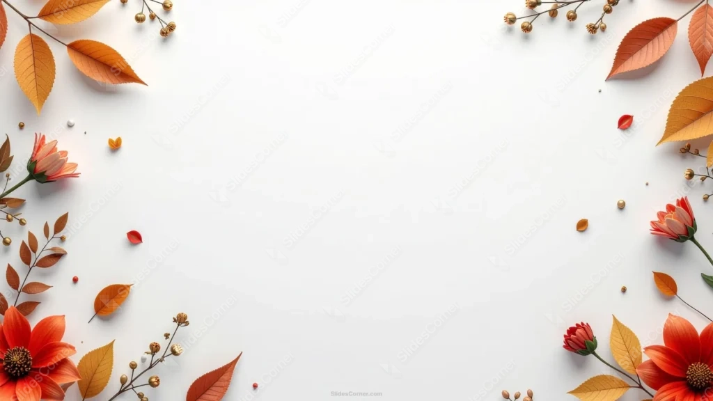 Autumn Leaves Background For PPT With a Floral Corner Border