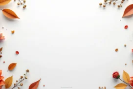 Autumn Leaves Background For PPT With a Floral Corner Border