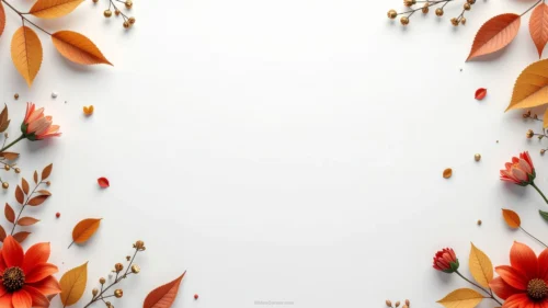 Autumn Leaves Background For PPT With a Floral Corner Border Autumn Leaves Background For PPT With a Floral Corner Border
