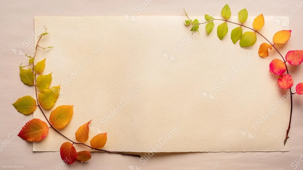 Autumn Paper Background For PowerPoint With A Pressed Leaf Vine