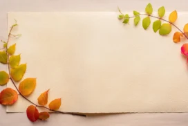 Autumn Paper Background For PowerPoint With A Pressed Leaf Vine