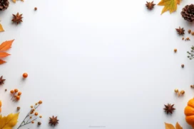 Autumn Background For PowerPoint With Pumpkins and Pinecones