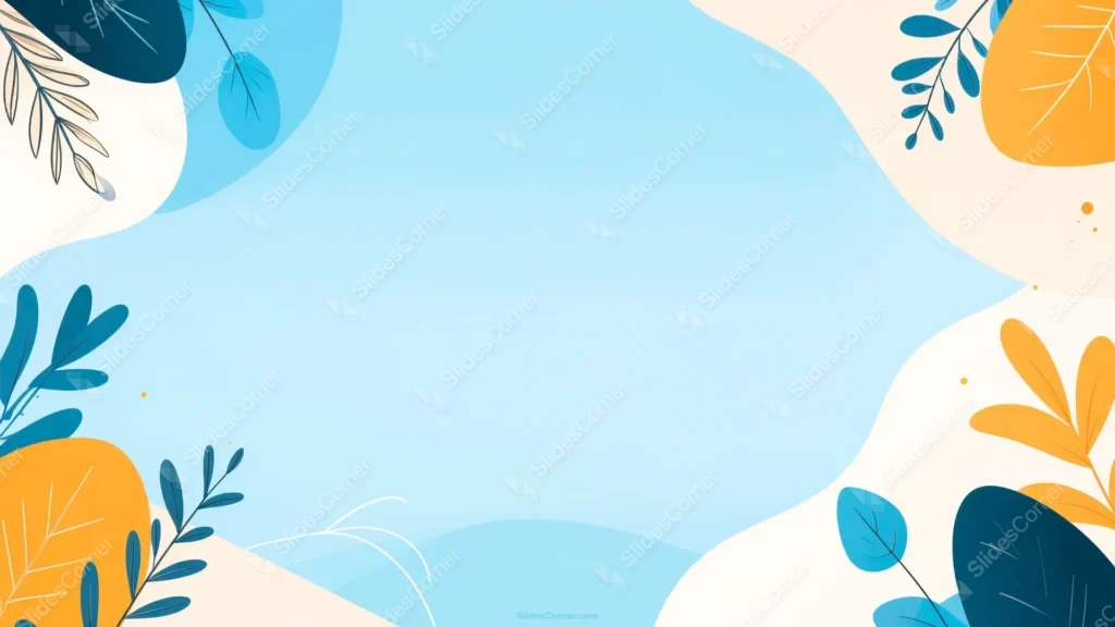 Background Design Aesthetic Light Blue Organic Leaf Slides