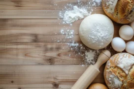 Baking Bread Background For PowerPoint With Rustic Wood Copy Space