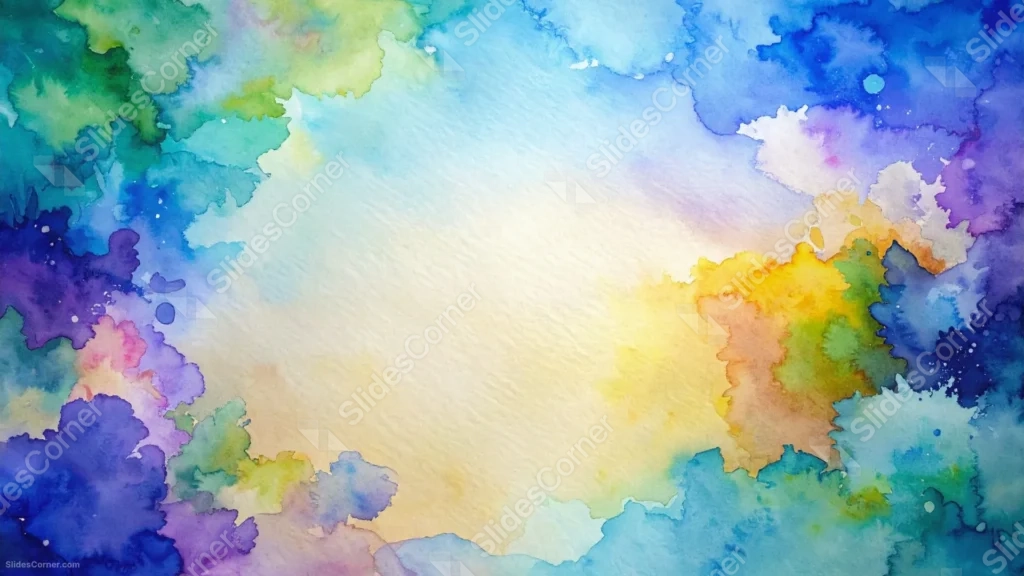 Watercolor Background For Google Slides With A Rainbow Paint Splash Watercolor Background For Google Slides With A Rainbow Paint Splash