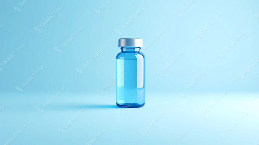 Blue Medical Health Medicine Bottle Background with a 3D Vial Blue Medical Health Medicine Bottle Background with a 3D Vial