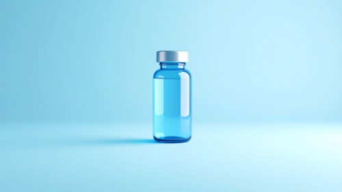 Blue Medical Health Medicine Bottle Background with a 3D Vial