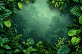 Botanical Background for PowerPoint with Tropical Leaves