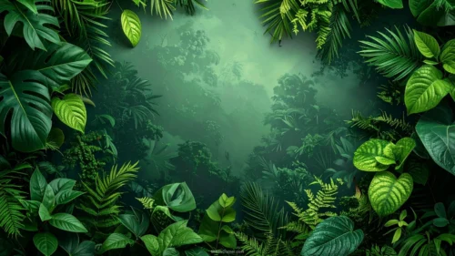 Botanical Background for PowerPoint with Tropical Leaves Botanical Background for PowerPoint with Tropical Leaves