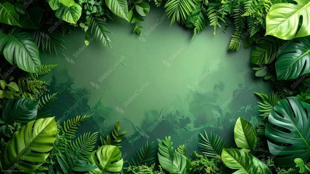 Green Botanical Background For PowerPoint With a Painted Jungle Wall Green Botanical Background For PowerPoint With a Painted Jungle Wall