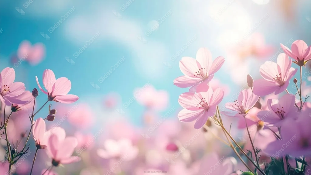 Spring Flowers Background For PowerPoint With Pink Blossoms