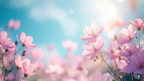 Spring Flowers Background For PowerPoint With Pink Blossoms Spring Flowers Background For PowerPoint With Pink Blossoms