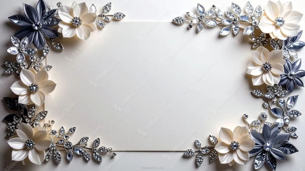 Classy Elegant Floral PowerPoint Background with Navy Jewels Classy Elegant Floral PowerPoint Background with Navy Jewels