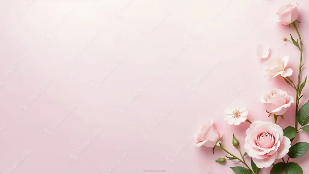 Classy Elegant Floral PowerPoint Background with Soft Pink Roses Classy Elegant Floral PowerPoint Background with Soft Pink Roses