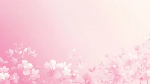 Classy pink PowerPoint background with a soft rose-to-cream gradient and white line-art blossoms along the bottom edge, in HD 16:9 for presentations