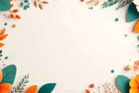 Clean Aesthetic Background With Orange Paper Craft Florals
