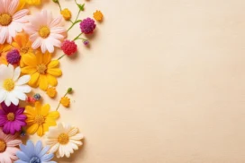 Floral Background For PowerPoint With Colorful Daisies On Cream
