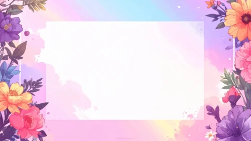 Colorful Floral Frame Background For PPT With A White Card Inset Colorful Floral Frame Background For PPT With A White Card Inset