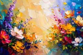 Colorful Oil Paint Background For PowerPoint With A Sunlit Meadow