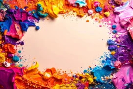 Colorful Abstract Frame Background For Google Slides With Glossy Paint Swirls