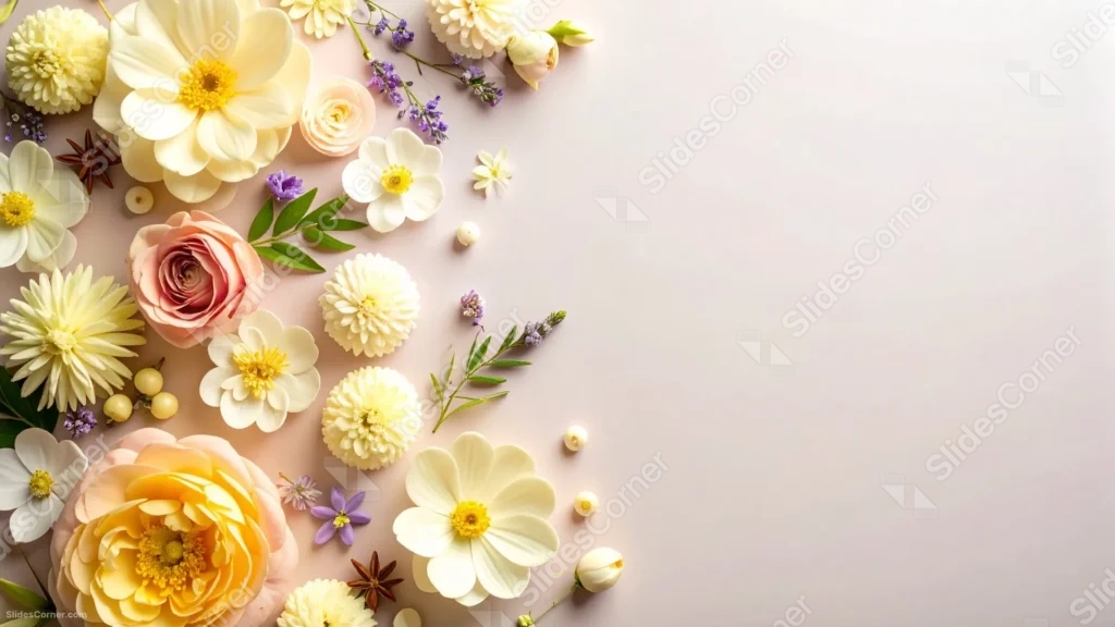 Floral Frame Background For PowerPoint With Cream Dahlias And Star Anise Floral Frame Background For PowerPoint With Cream Dahlias And Star Anise