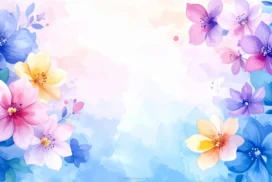 Flower Background For Slides With Crisp Watercolor Blooms