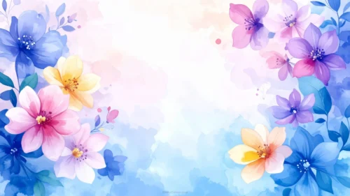 Flower Background For Slides With Crisp Watercolor Blooms Flower Background For Slides With Crisp Watercolor Blooms