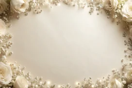 Flower PowerPoint Background With A Full Rose And Crystal Border