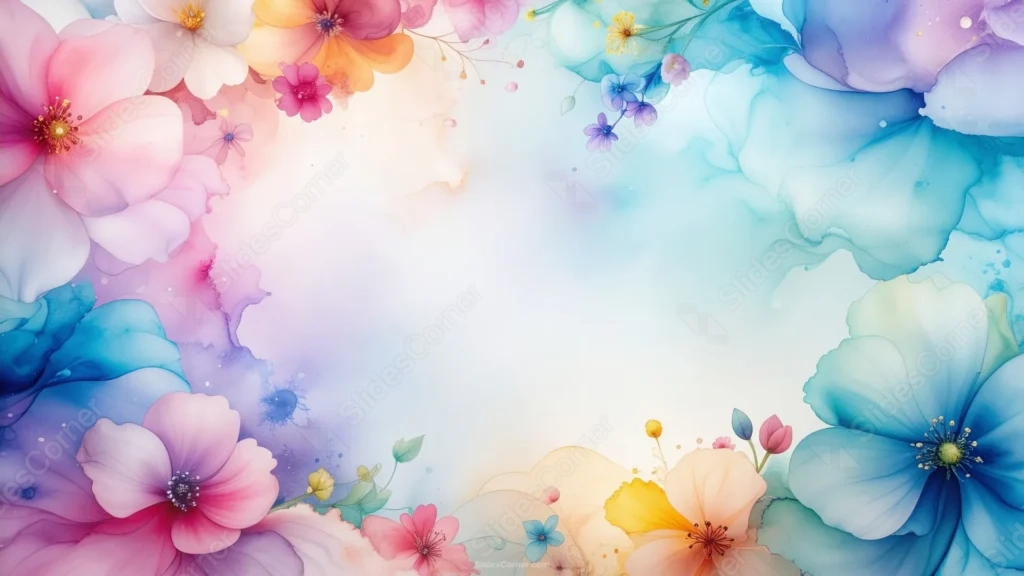 Floral Slide Background With Translucent Watercolor Blooms Floral Slide Background With Translucent Watercolor Blooms