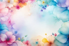 Floral Slide Background With Translucent Watercolor Blooms