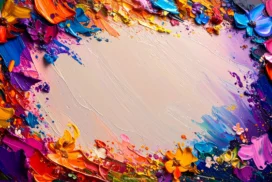 Aesthetic Presentation Background With Thick Oil Paint Flowers