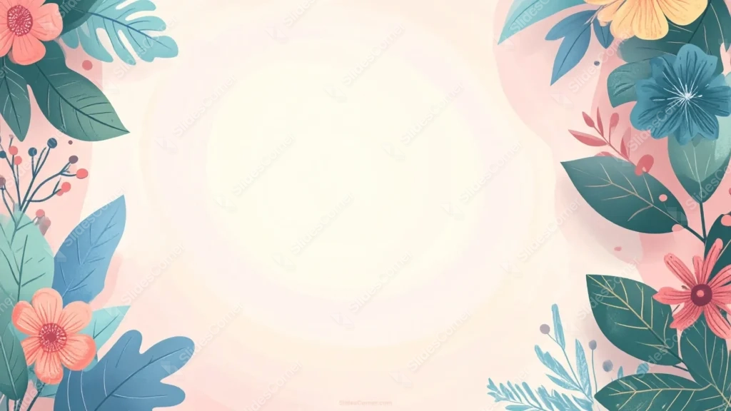 Cute Flower Background For Slides With Flat Leaf Borders