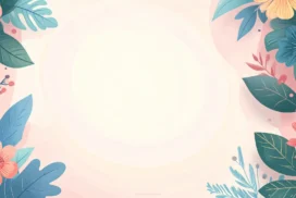Cute Flower Background For Slides With Flat Leaf Borders